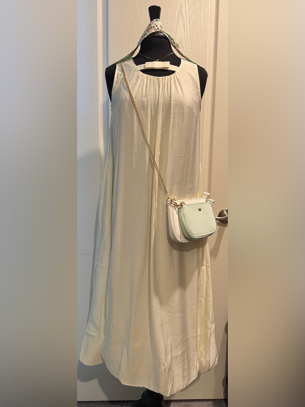 Bundle - Maxi dress, HOLB White and Mint Bag , necklace and scarf/headband